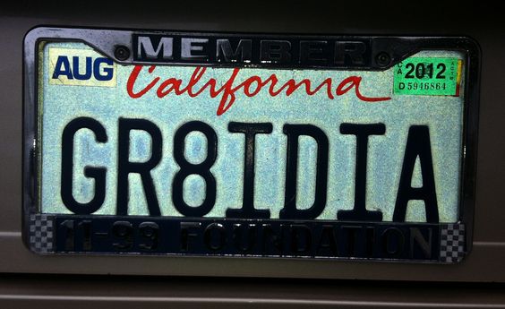 GR8IDIA license plate of America